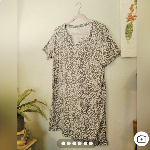 Jockey Womens Zebra Patterned Pajama Mini Dress Loungewear Size L - Picture 1 of 5